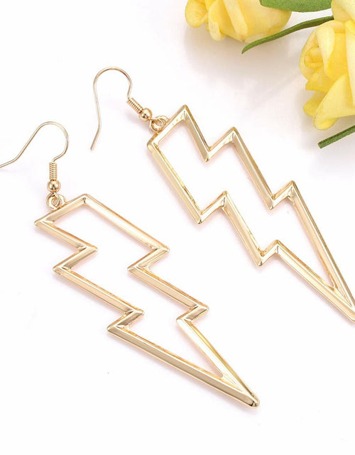 Load image into Gallery viewer, Lightning Bolt Drop Dangle Earrings for Woman Gold Fashion Statement Jewelry
