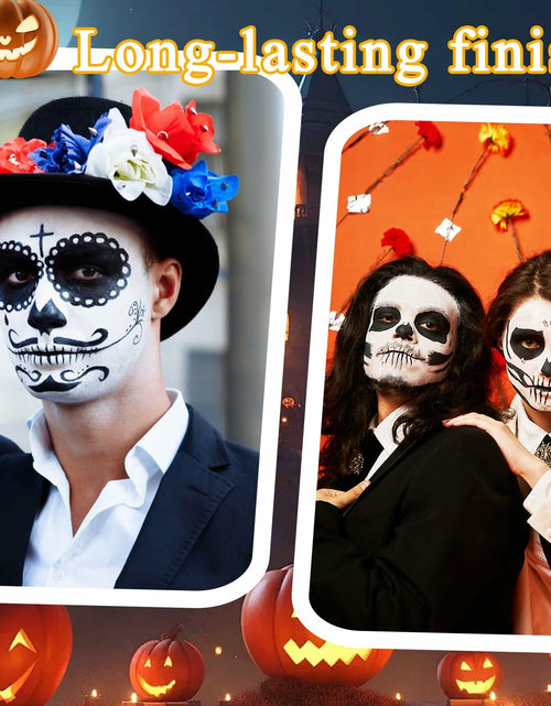 Load image into Gallery viewer, Black White Oil-Based Face Paint Kit with Brushes - Professional Halloween
