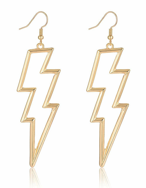 Load image into Gallery viewer, Lightning Bolt Drop Dangle Earrings for Woman Gold Fashion Statement Jewelry
