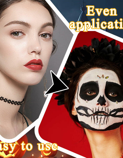 Load image into Gallery viewer, Black White Oil-Based Face Paint Kit with Brushes - Professional Halloween
