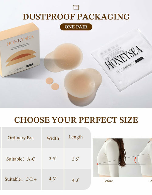 Load image into Gallery viewer, Honeysea Silicone Nipple Covers Pasties Reusable Adhesive Bra 1 Pair Crème
