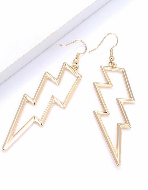 Load image into Gallery viewer, Lightning Bolt Drop Dangle Earrings for Woman Gold Fashion Statement Jewelry
