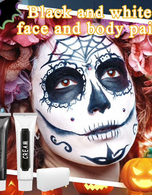 Load image into Gallery viewer, Black White Oil-Based Face Paint Kit with Brushes - Professional Halloween
