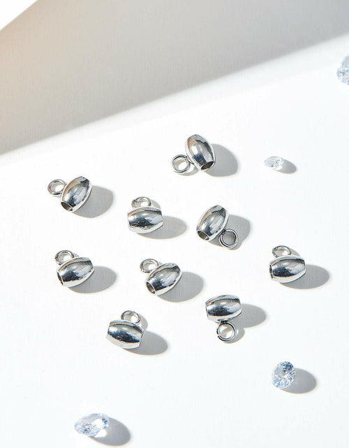 Load image into Gallery viewer, DanLingJewelry 100Pcs Stainless Steel Oval Bail Beads Silver 7x5x4mm Hole 2mm
