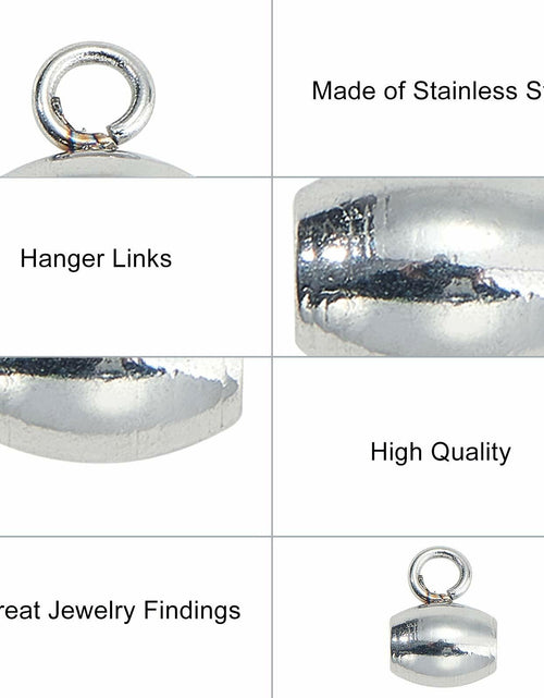 Load image into Gallery viewer, DanLingJewelry 100Pcs Stainless Steel Oval Bail Beads Silver 7x5x4mm Hole 2mm
