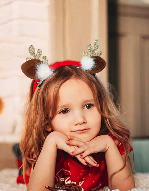 Load image into Gallery viewer, hhdatc 2 Pairs Reindeer Antlers Ears Hair Clips Christmas Party Accessories
