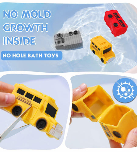 Car Bath Toys Mold Free No Hole for Infants 6-12 Months Toddler Toy
