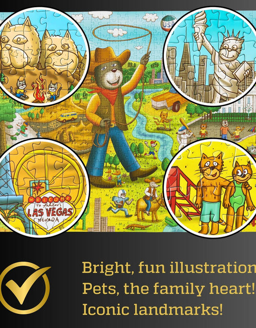 Load image into Gallery viewer, GERJATO Cats &amp; Dogs USA Map Puzzle 1000pc with Poster &amp; Saver Sheets

