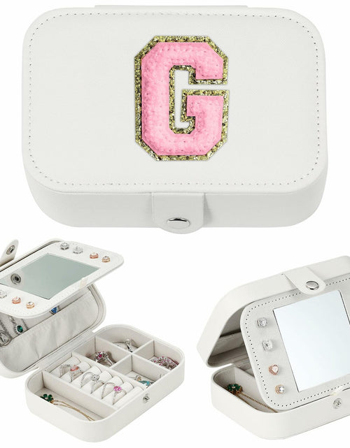 Load image into Gallery viewer, Parima Medium Jewelry Box Travel Organizer Mini Case White Initial G
