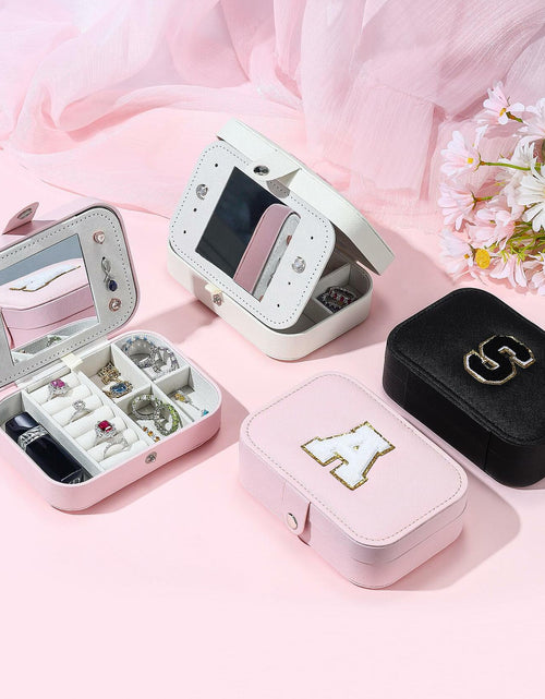 Load image into Gallery viewer, Parima Medium Jewelry Box Travel Organizer Mini Case White Initial G
