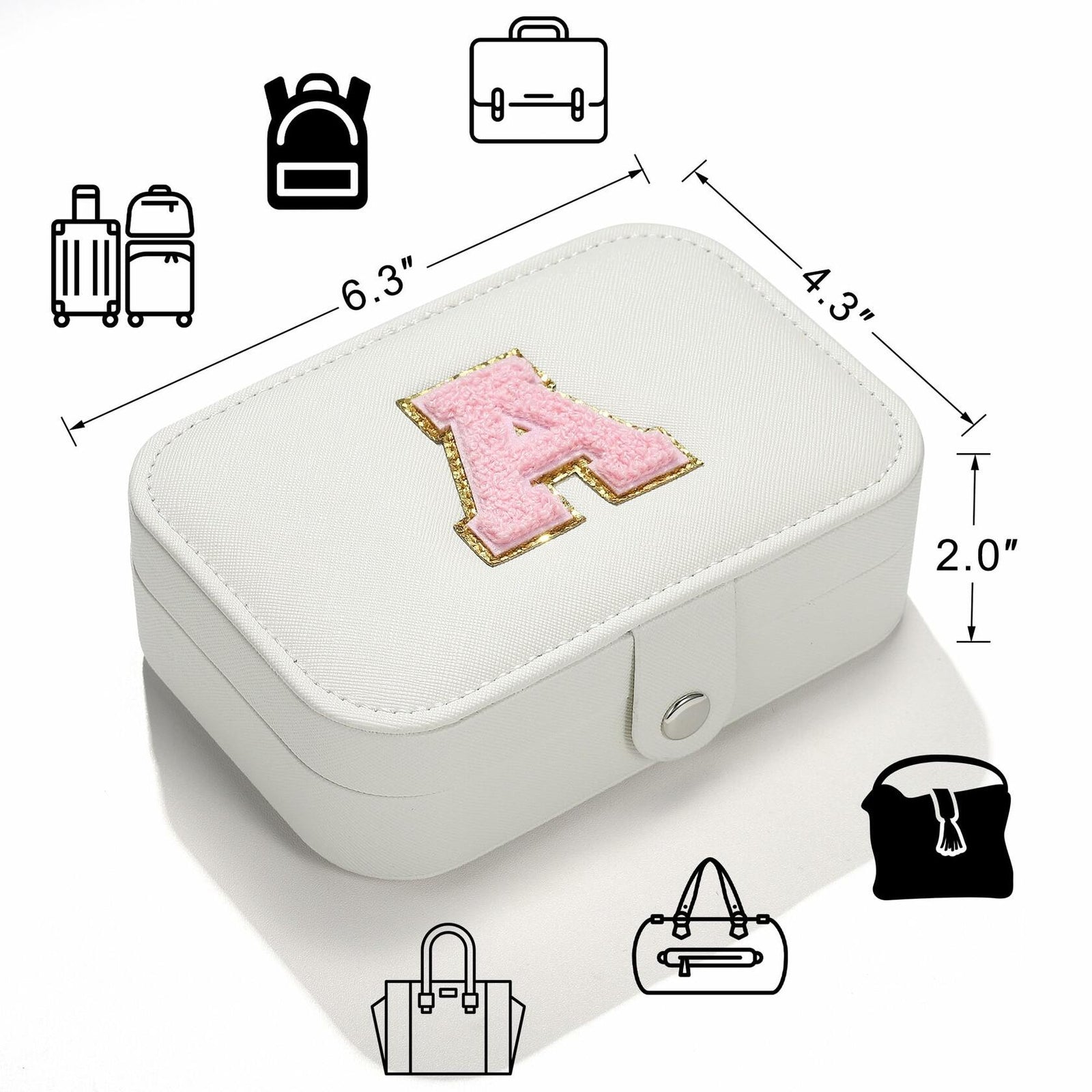 Parima Medium Jewelry Box Travel Organizer Mini Case White Initial G