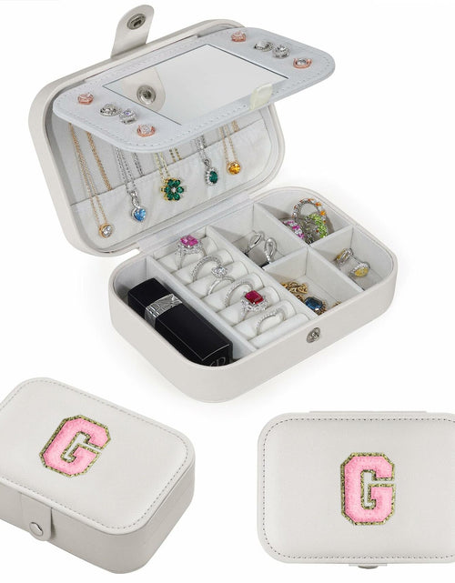 Load image into Gallery viewer, Parima Medium Jewelry Box Travel Organizer Mini Case White Initial G
