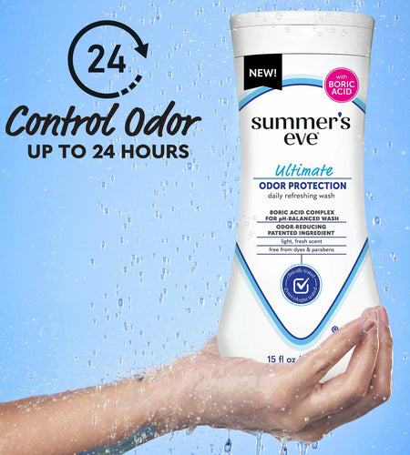 Summer's Eve Ultimate Odor Control Feminine Body Wash with Boric Acid, 15 Fl Oz