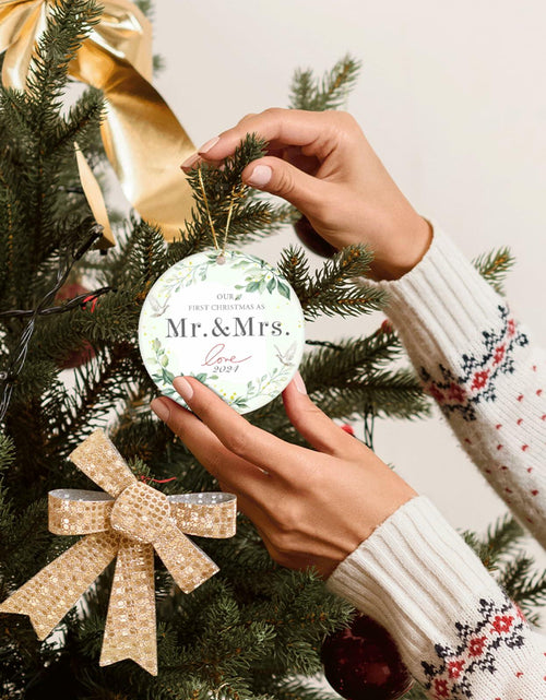 Load image into Gallery viewer, XKDOUS 2024 1st Christmas Mr &amp; Mrs Ceramic Ornament Wedding Gift
