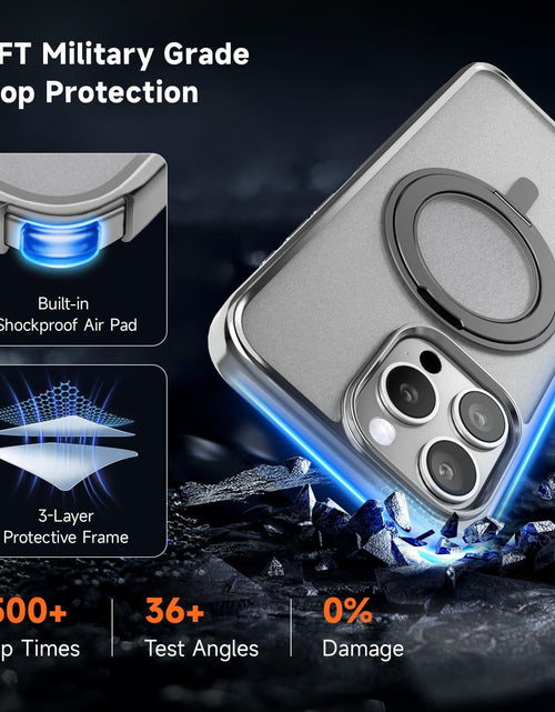Load image into Gallery viewer, Vongong iPhone 16 Pro Max Gray Magnetic Case Drop-Proof with 360° Ring Stand
