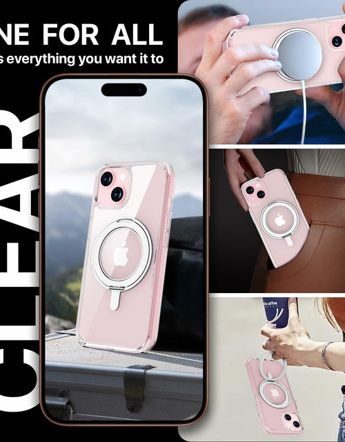 Load image into Gallery viewer, JASBON iPhone 15 Case 6.1 Clear Magnetic Kickstand 360° Rotatable Shockproof
