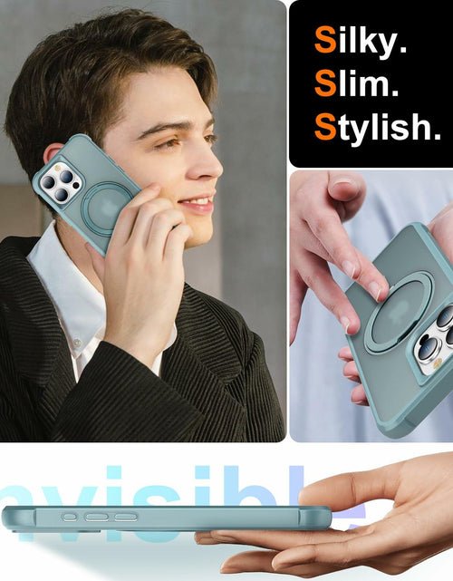 Load image into Gallery viewer, CHAOFEnG iPhone 15 Pro Case 360° Rotatable Stand Magnetic Teal Green
