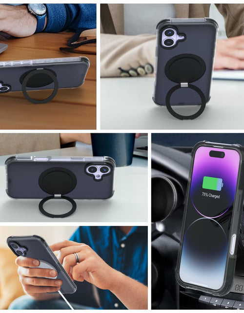 Load image into Gallery viewer, FUGTBLESS iPhone 16 Case 6.1" Translucent Magnetic O-Ring 360° Stand

