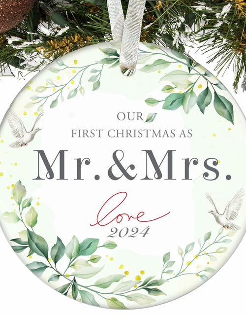 Load image into Gallery viewer, XKDOUS 2024 1st Christmas Mr &amp; Mrs Ceramic Ornament Wedding Gift
