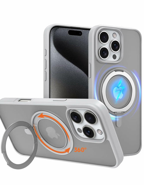 Load image into Gallery viewer, Vongong iPhone 16 Pro Max Gray Magnetic Case Drop-Proof with 360° Ring Stand
