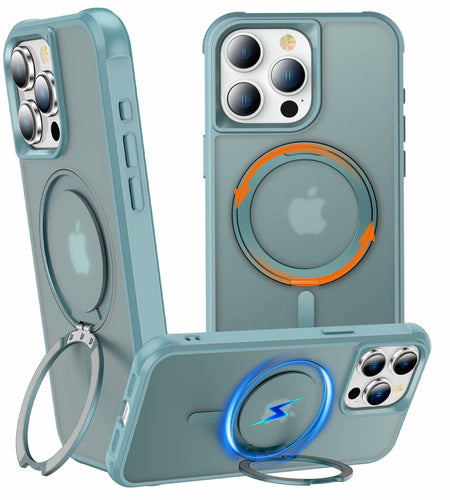 CHAOFEnG iPhone 15 Pro Case 360° Rotatable Stand Magnetic Teal Green
