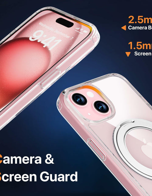 Load image into Gallery viewer, JASBON iPhone 15 Case 6.1 Clear Magnetic Kickstand 360° Rotatable Shockproof
