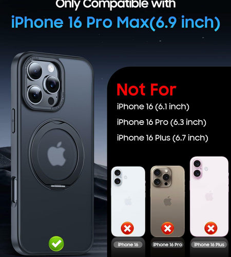 KissCall Magnetic Ring Stand Case for iPhone 16 Pro Max Translucent Matte