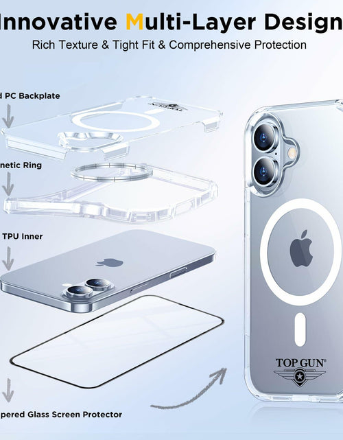 Load image into Gallery viewer, Top Gun iPhone 16 Case 6.1" Clear Magnetic Military-Grade Shockproof
