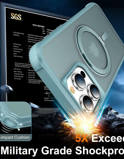 Load image into Gallery viewer, CHAOFEnG iPhone 15 Pro Case 360° Rotatable Stand Magnetic Teal Green

