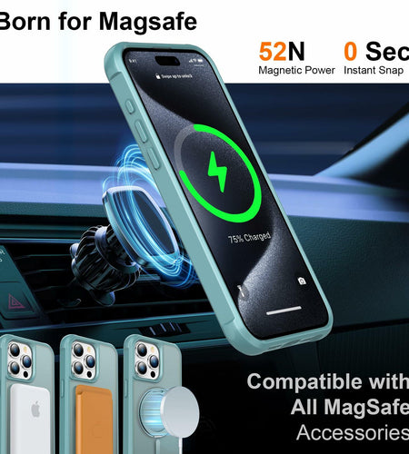 CHAOFEnG iPhone 15 Pro Case 360° Rotatable Stand Magnetic Teal Green