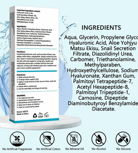 ABOTE 2.3% Hyaluronic Acid Serum for Face  (3Pack-Each 0.507 fl.oz | 15ml)