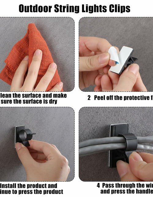 Load image into Gallery viewer, Barydat Cable Clips Black 50pcs Self Adhesive Wire Organizer 1.46x0.72in
