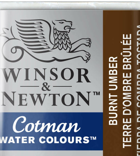 Winsor & Newton Cotman Watercolor Paint Half Pan Burnt Umber 1/2 Pan