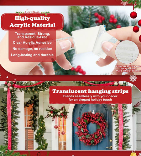 Ziolam 30 PCS Christmas Garland Hangers Adhesive Straps Reusable Stretchable