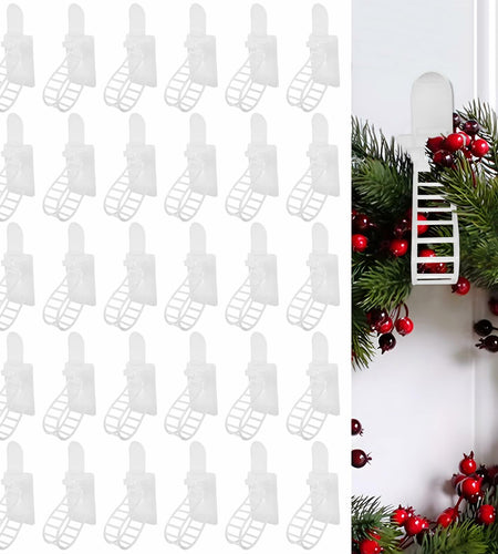 Ziolam 30 PCS Christmas Garland Hangers Adhesive Straps Reusable Stretchable