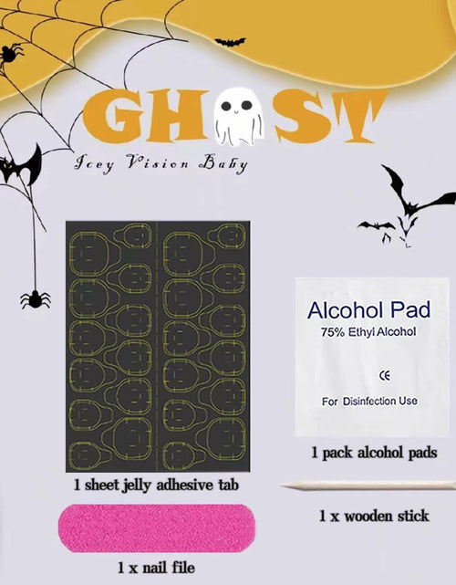 Load image into Gallery viewer, 24Pcs Square Medium Press On Nails Halloween Spider Web Design False Nails
