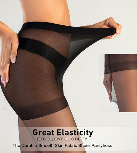 Honeysea 2 Pairs Sheer Tights 20D Nude & Black Pantyhose Women - Size L