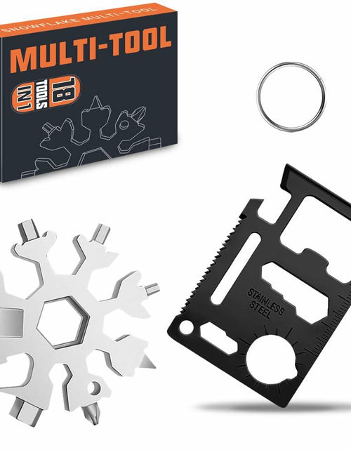 Load image into Gallery viewer, 18 in 1 Silver Snowflake Multitool &amp; 20 in 1 Black Credit Card Multitools Gift
