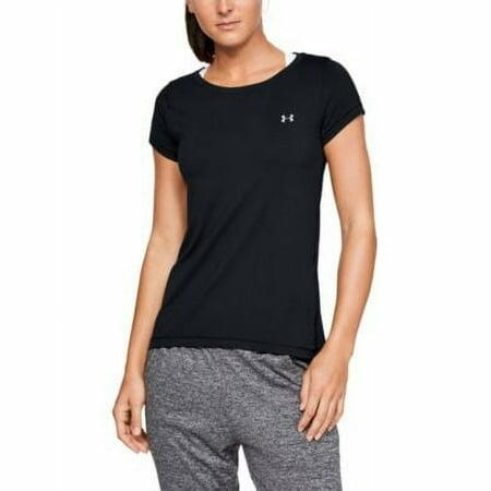 Load image into Gallery viewer, Under Armour HeatGear Athletic Fit Shirt Women Black Metallic Silver Size XS
