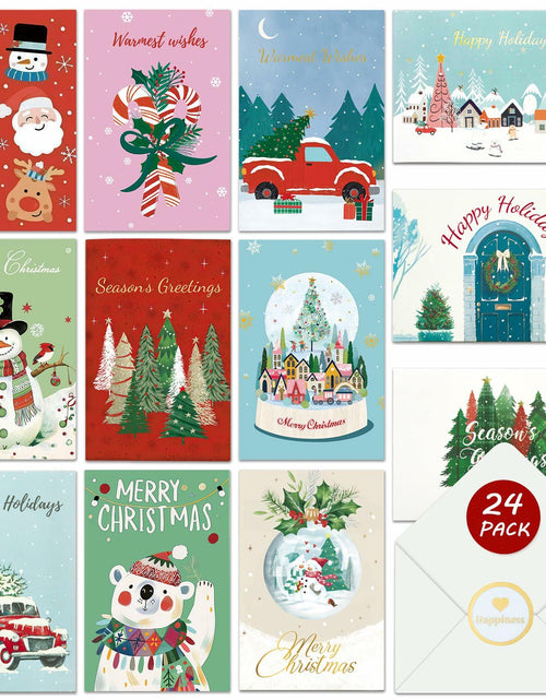 Load image into Gallery viewer, STYPOP Boxed Christmas Cards 24-Pack 4x6" Blank Inside Assorted Designs
