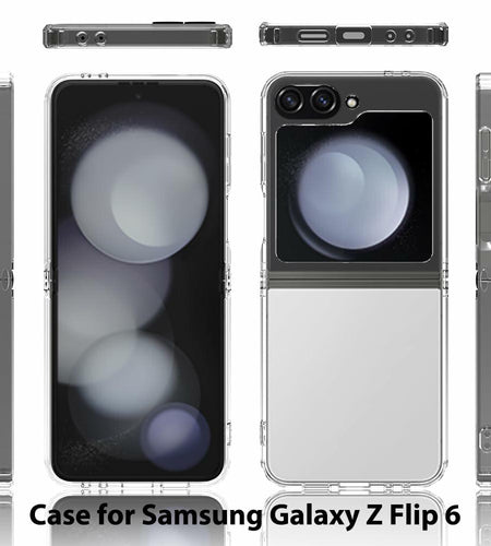 Sucnakp Samsung Galaxy Z Flip 6 Case Clear Back TPU Bumper Cover YKL Gray