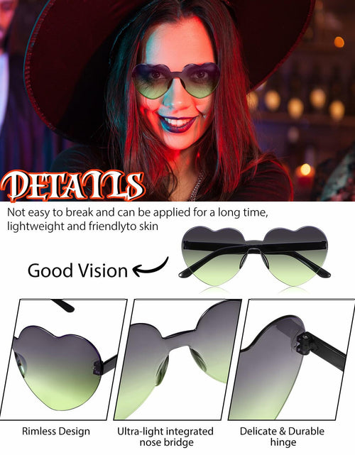 Load image into Gallery viewer, Photect 12 Pair Heart Sunglasses Gradient Green Yellow Purple Trendy Bulk
