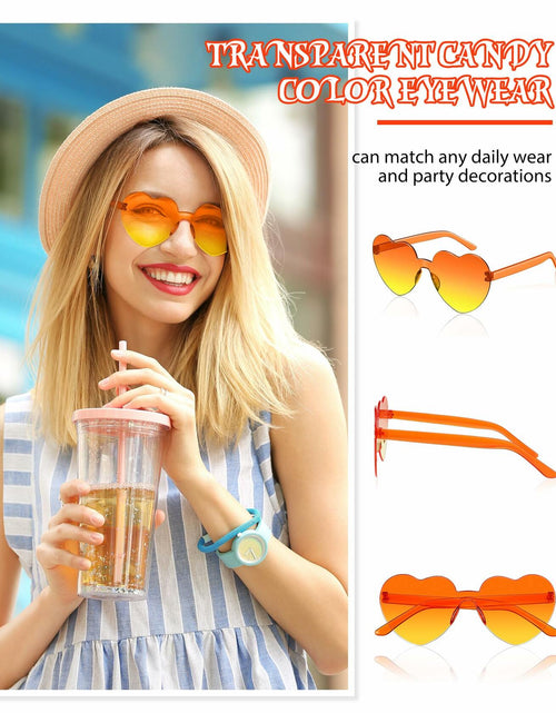 Load image into Gallery viewer, Photect 12 Pair Heart Sunglasses Gradient Green Yellow Purple Trendy Bulk
