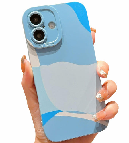 YKCZL iPhone 16 Case Blue Slim Soft Shockproof Full Camera Protection