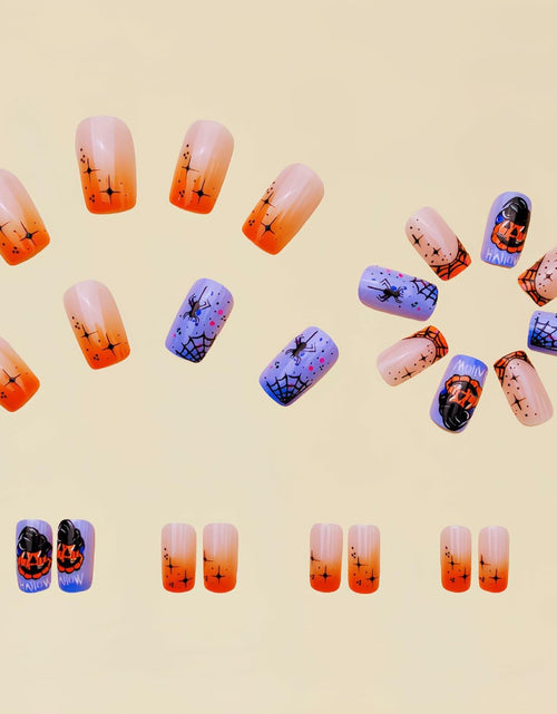 Load image into Gallery viewer, RIICFDD 24 Pcs Medium Square French Tip Press On Nails Acrylic Glossy Set
