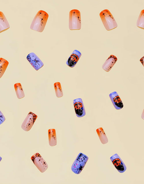 Load image into Gallery viewer, RIICFDD 24 Pcs Medium Square French Tip Press On Nails Acrylic Glossy Set
