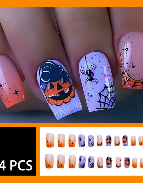 Load image into Gallery viewer, RIICFDD 24 Pcs Medium Square French Tip Press On Nails Acrylic Glossy Set

