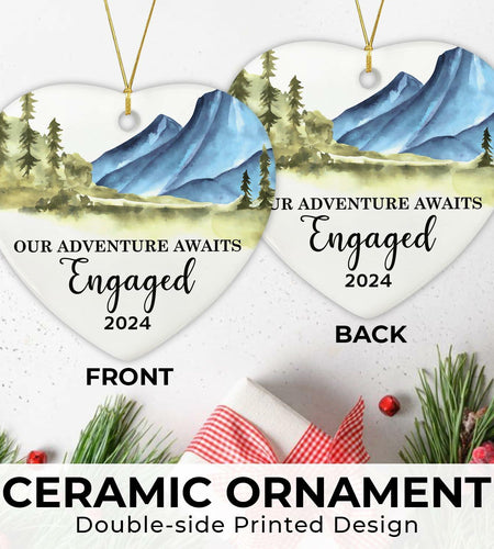 NewEleven Ceramic Christmas Ornament Engagement Gift for Couples 2024