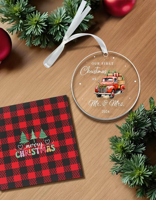 Load image into Gallery viewer, Mr &amp; Mrs Gifts First Married Christmas Ornament 2024 Wedding Gift
