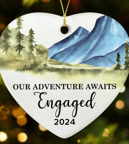 NewEleven Ceramic Christmas Ornament Engagement Gift for Couples 2024